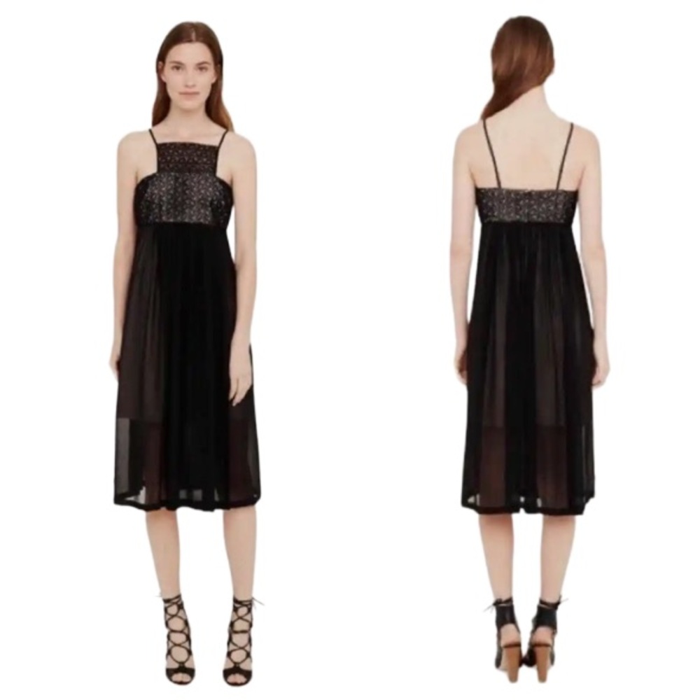 Club Monaco Clamanta Black Silk Pleated Dress